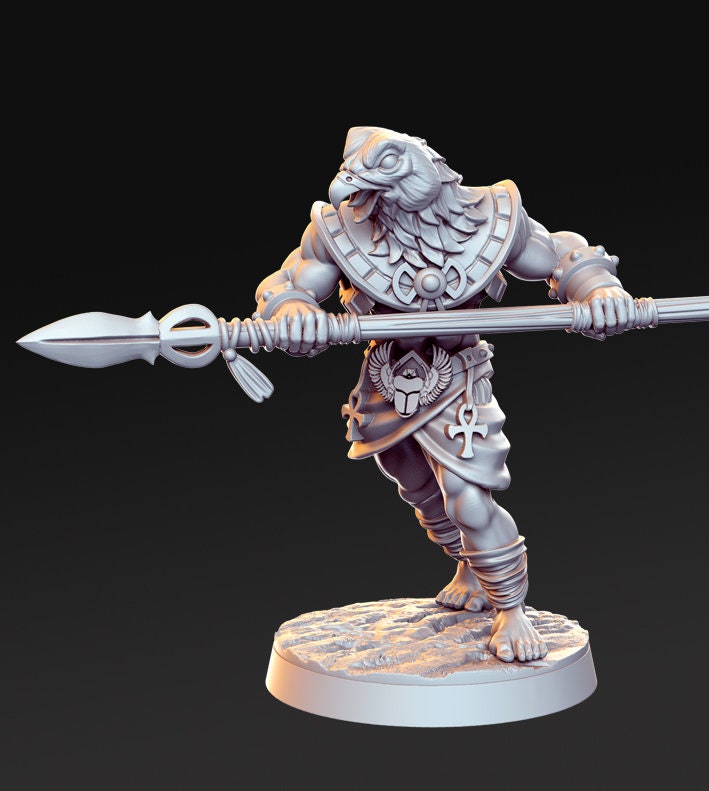 Horathi Warriors - D&D - TTRPG - 32mm Miniature - Pathfinder - Unpainted - Birdfolk - Barbarian - Warrior