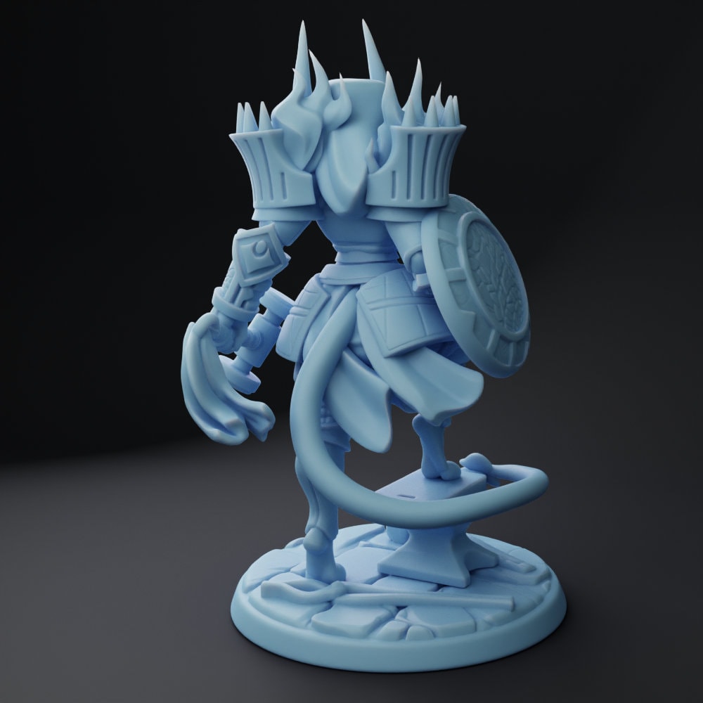 Dahlia, Tiefling Female Cleric of the Forge - Twin Goddess Miniatures - D&D - TTRPG - 32mm/75mm Miniature - Pathfinder - Unpainted - Hammer