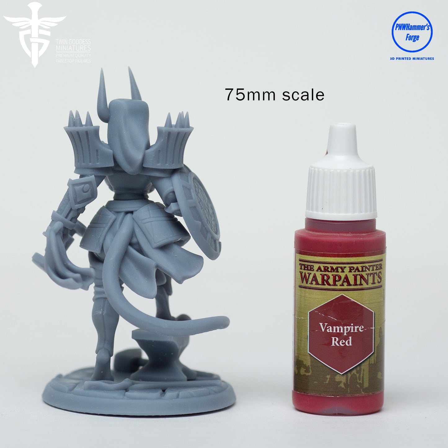 Dahlia, Tiefling Female Cleric of the Forge - Twin Goddess Miniatures - D&D - TTRPG - 32mm/75mm Miniature - Pathfinder - Unpainted - Hammer