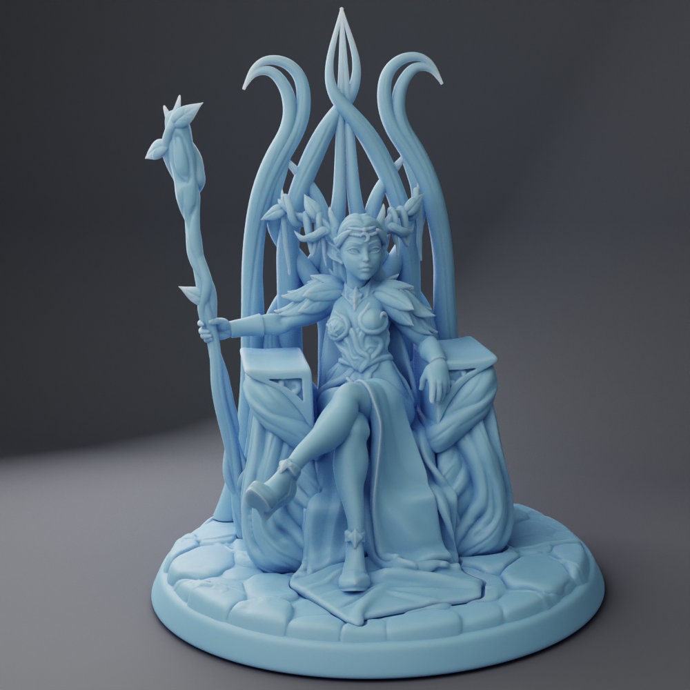 Wood Elf Queen - Twin Goddess Miniatures - D&D - TTRPG - 32mm/75mm Miniature - Pathfinder - Unpainted - Fire- Earth - Air - Water