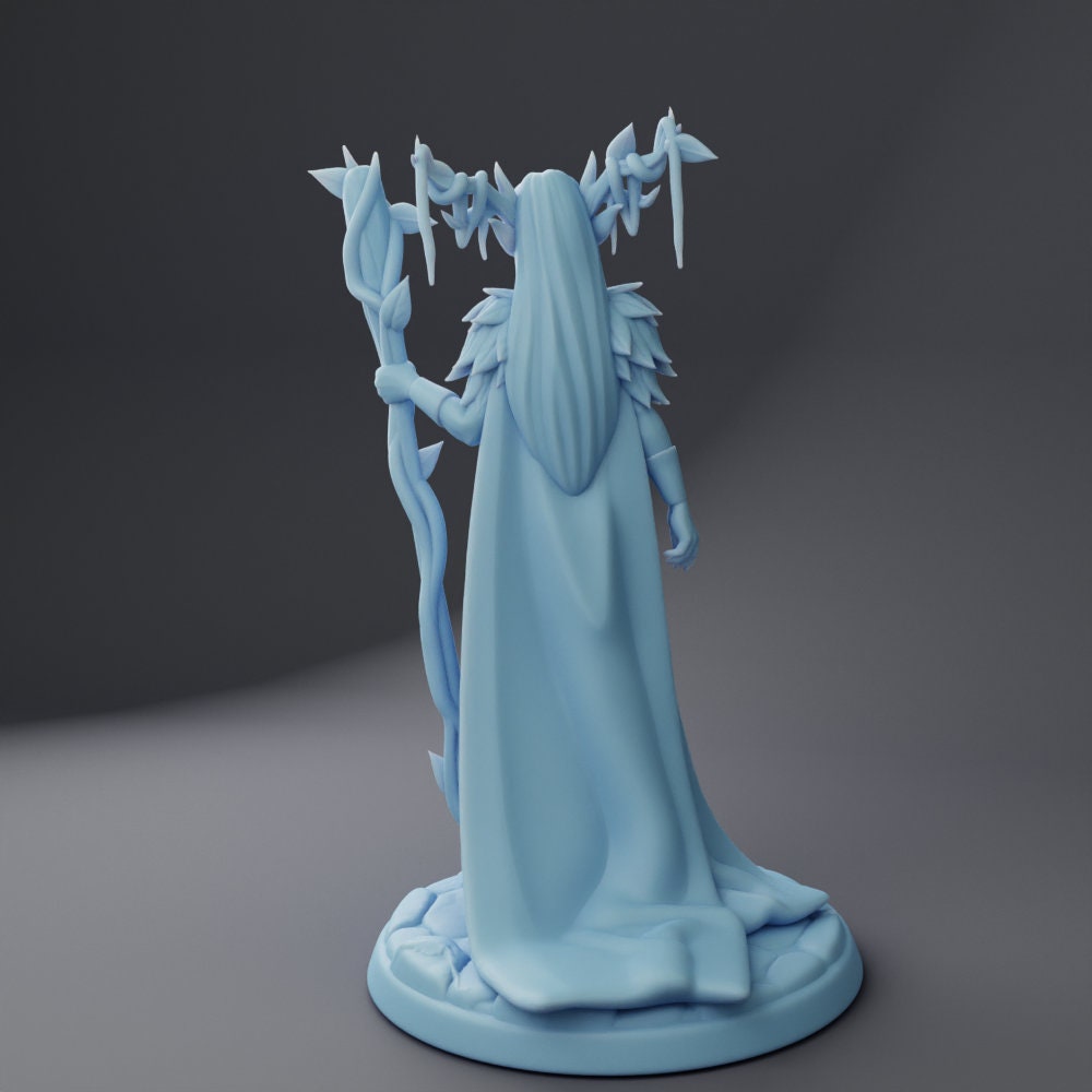 Wood Elf Queen - Twin Goddess Miniatures - D&D - TTRPG - 32mm/75mm Miniature - Pathfinder - Unpainted - Fire- Earth - Air - Water