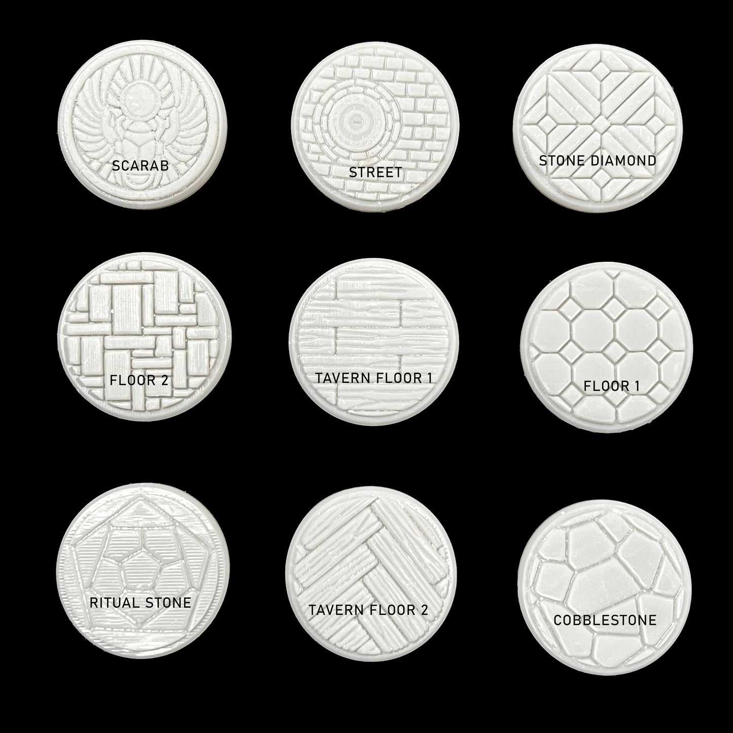 Decorative Miniature Bases for TTRPG Miniatures - 25mm diameter - 32mm Diameter