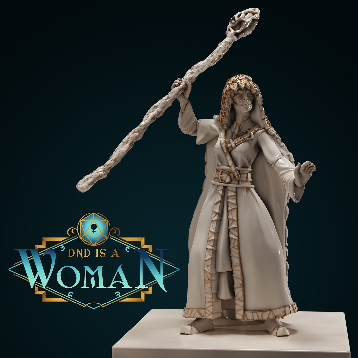 Female Serpentfolk Druid for TTRPG - DND is a Woman - Nokaidh - Pathfinder - D&D - TTRPG