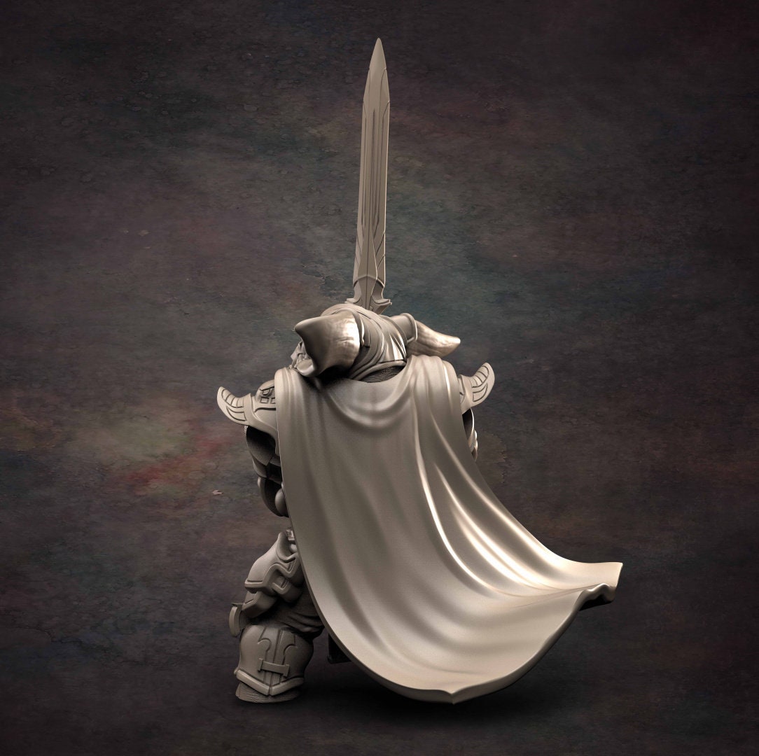 Loxodon Paladin - D&D - Elephant - Warrior - TTRPG - 32mm Miniature - Pathfinder - Unpainted - Red Clay Collectibles