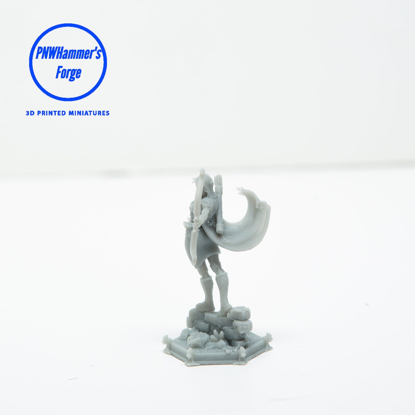 Female Elven Ranger Miniature for D&D - TTRPG - 32mm Miniature Bow Fighter - Pathfinder - Unpainted - TPK Laboratory