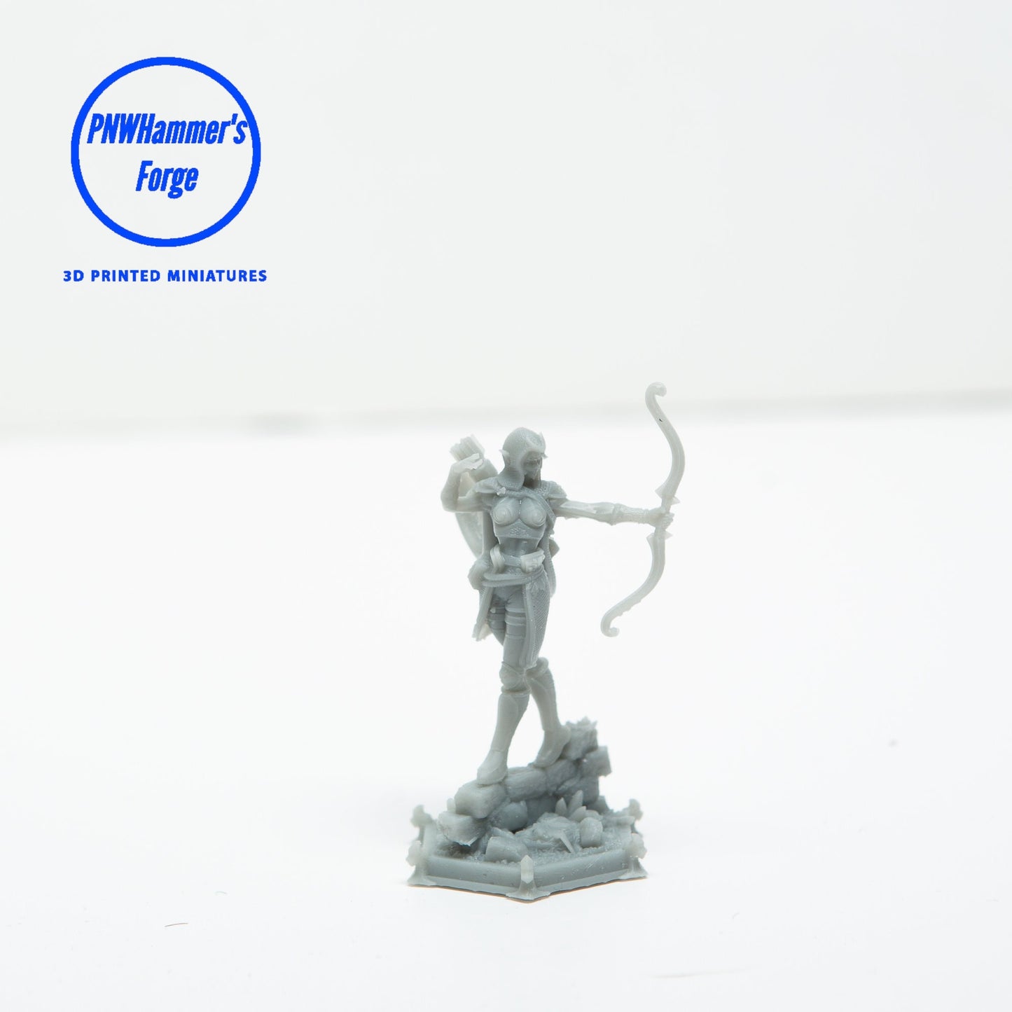 Female Elven Ranger Miniature for D&D - TTRPG - 32mm Miniature Bow Fighter - Pathfinder - Unpainted - TPK Laboratory