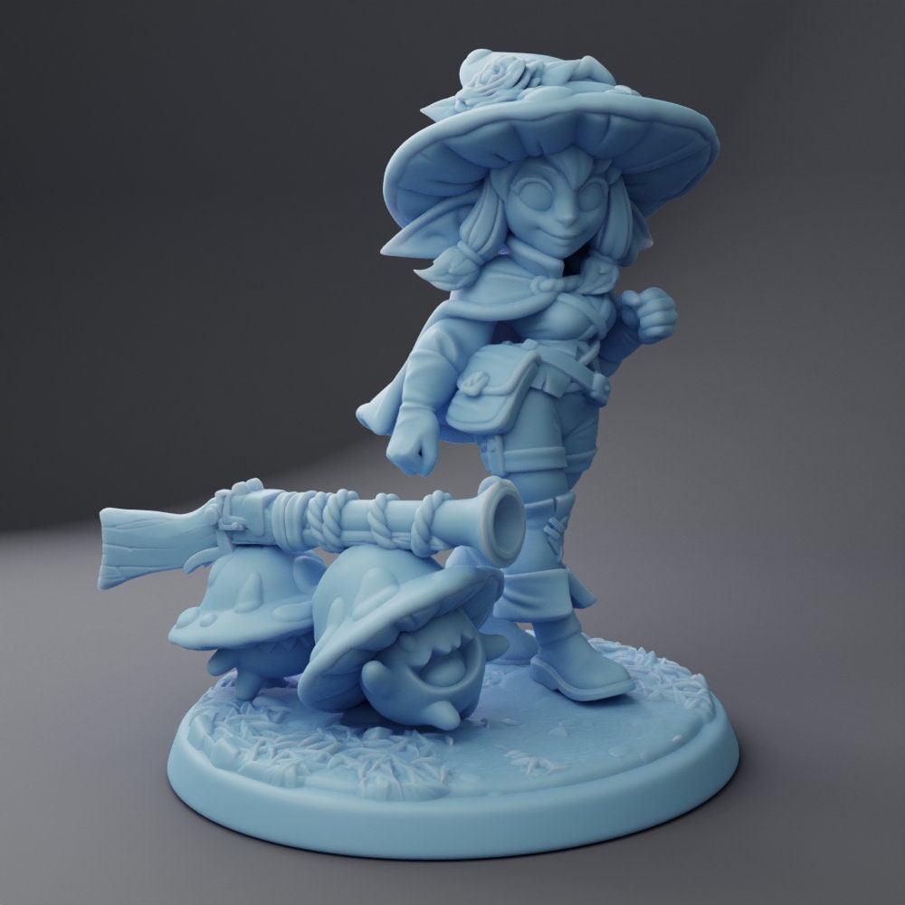 Female Mushroom Goblin Ranger - Twin Goddess Miniatures - D&D - TTRPG - 32mm/75mm Miniature - Pathfinder - Unpainted -