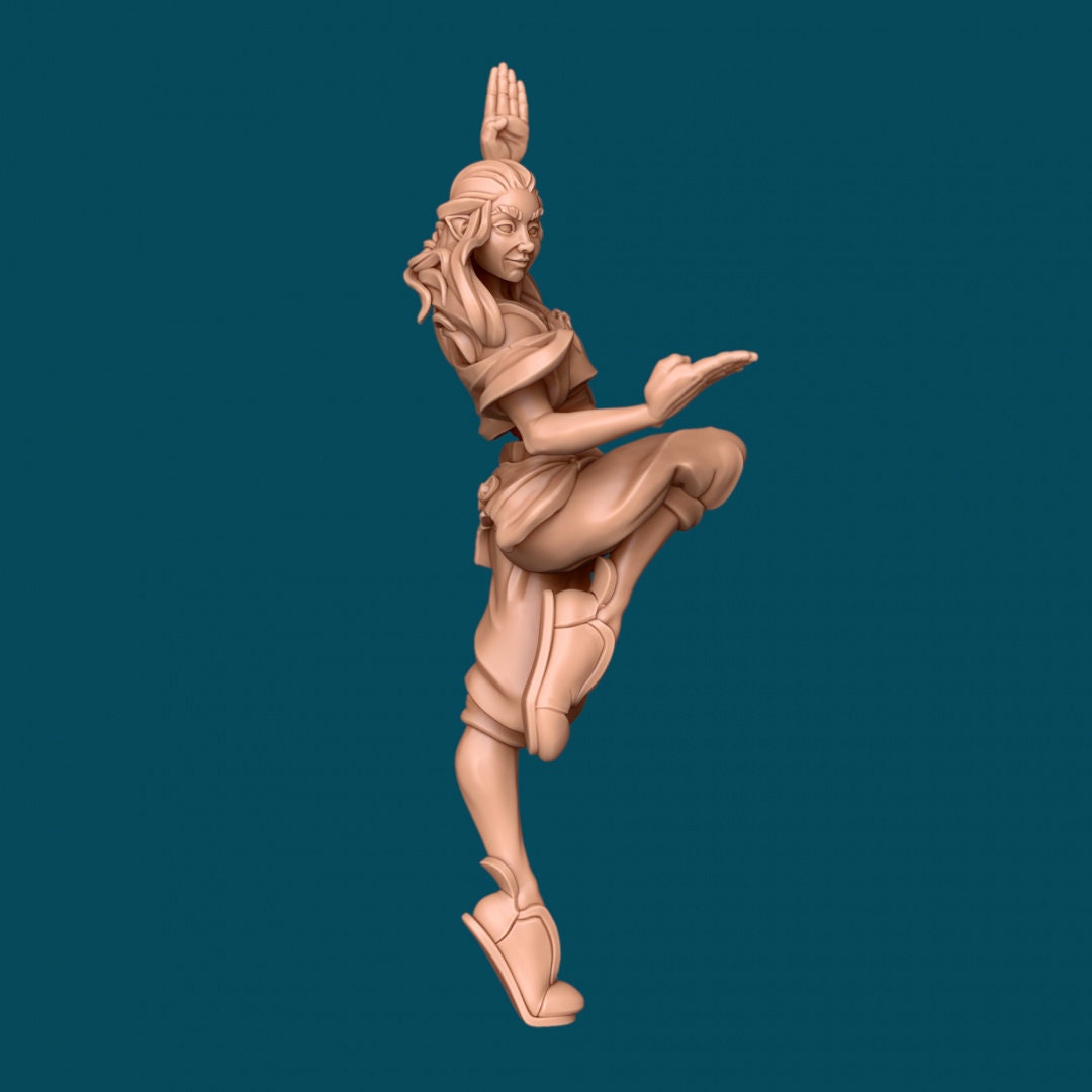 Female Genasi Monk for TTRPG - Awkward Penguin Miniatures - D&D - TTRPG - 32mm Miniature - Pathfinder - Unpainted - 5E