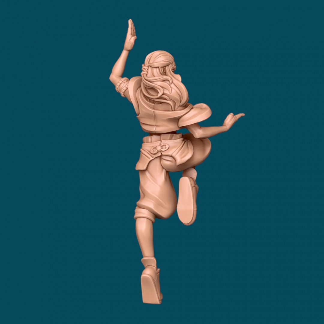 Female Genasi Monk for TTRPG - Awkward Penguin Miniatures - D&D - TTRPG - 32mm Miniature - Pathfinder - Unpainted - 5E