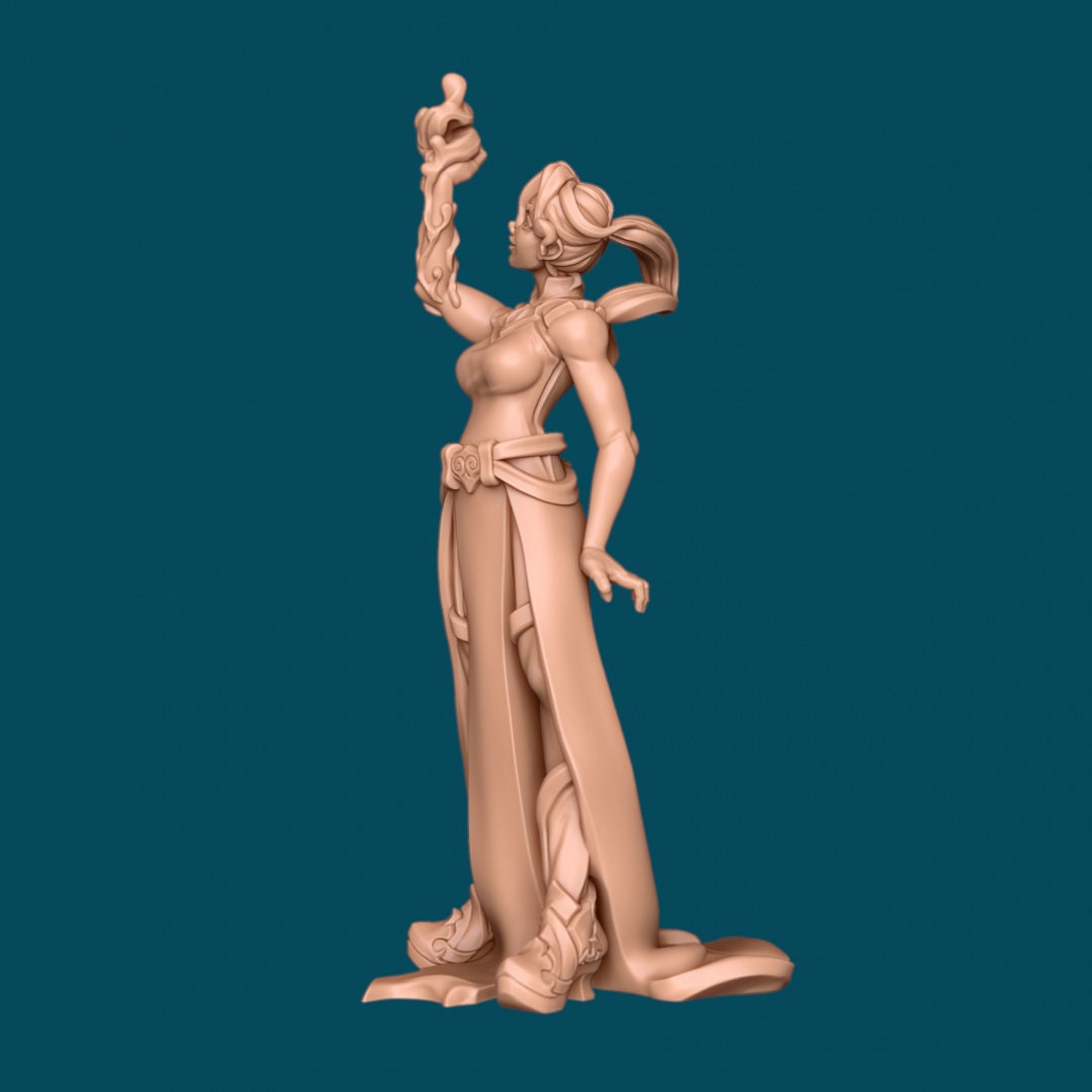 Human Female Sorceress for TTRPG - Awkward Penguin Miniatures - D&D - TTRPG - 32mm Miniature - Pathfinder - Unpainted - 5E