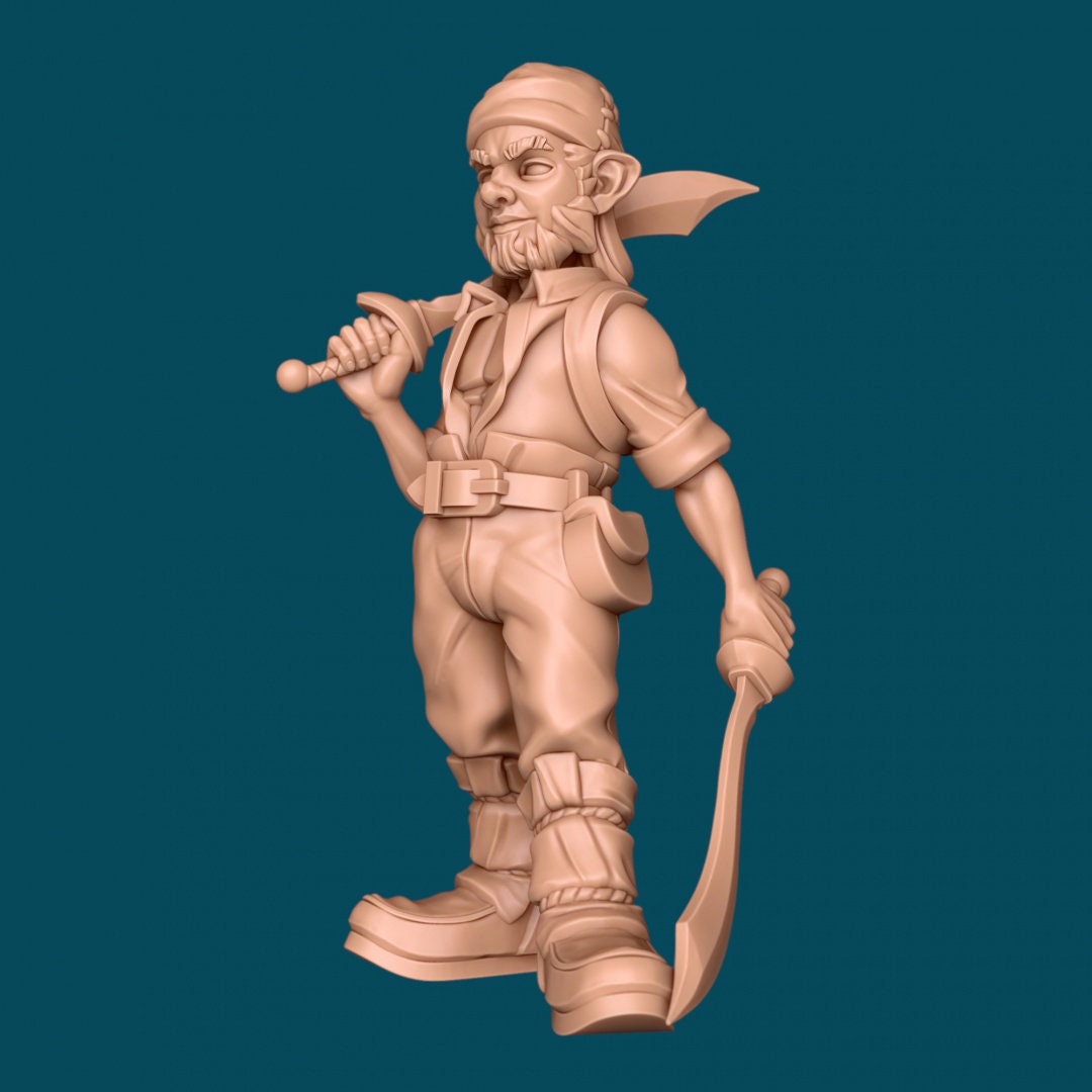 Male Gnome Barbarian for TTRPG - Awkward Penguin Miniatures - D&D - TTRPG - 32mm Miniature - Pathfinder - Unpainted - 5E