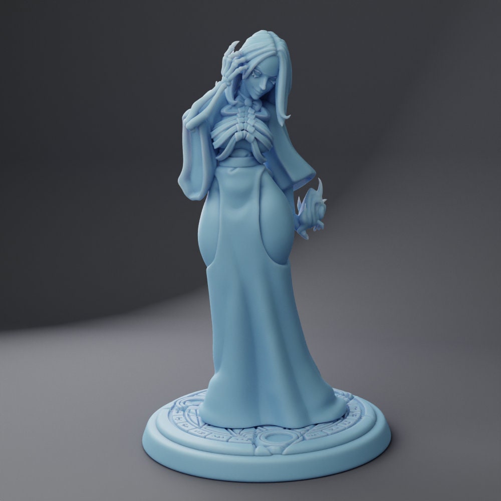 Human Female Necromancer - Twin Goddess Miniatures - D&D - TTRPG - 32mm/75mm Miniature - Pathfinder - Unpainted -
