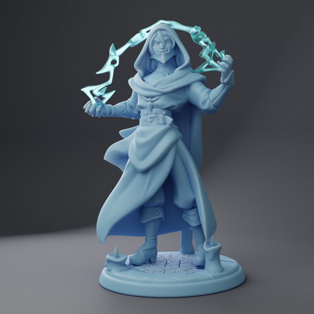 Male Half-Orc Necromancer - Twin Goddess Miniatures - D&D - TTRPG - 32mm/75mm Miniature - Pathfinder - Unpainted -