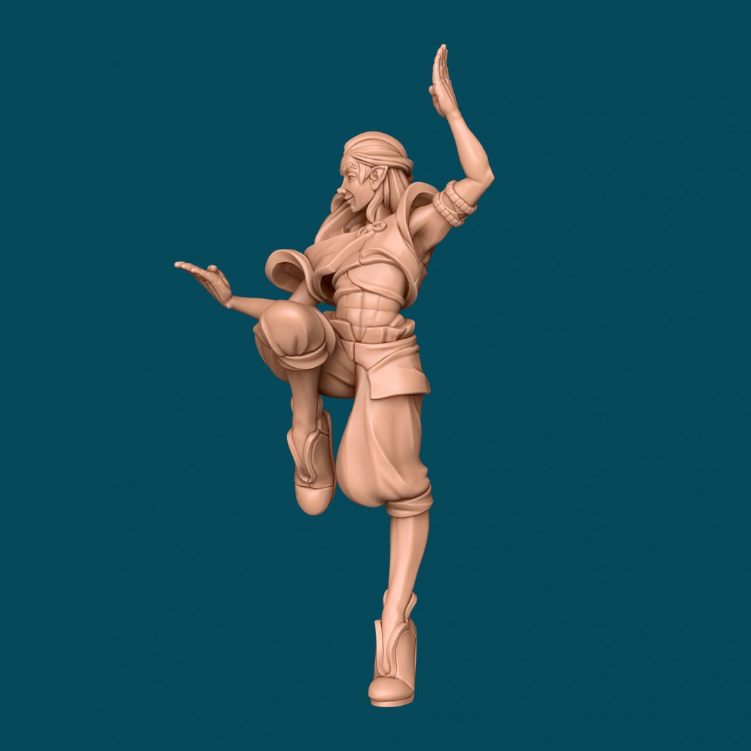 Female Genasi Monk for TTRPG - Awkward Penguin Miniatures - D&D - TTRPG - 32mm Miniature - Pathfinder - Unpainted - 5E