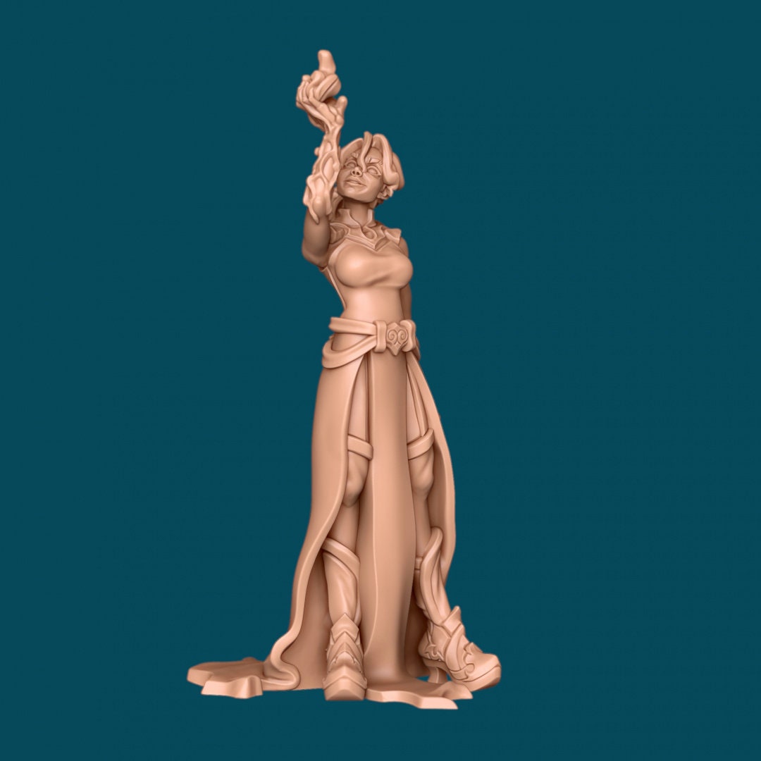 Human Female Sorceress for TTRPG - Awkward Penguin Miniatures - D&D - TTRPG - 32mm Miniature - Pathfinder - Unpainted - 5E