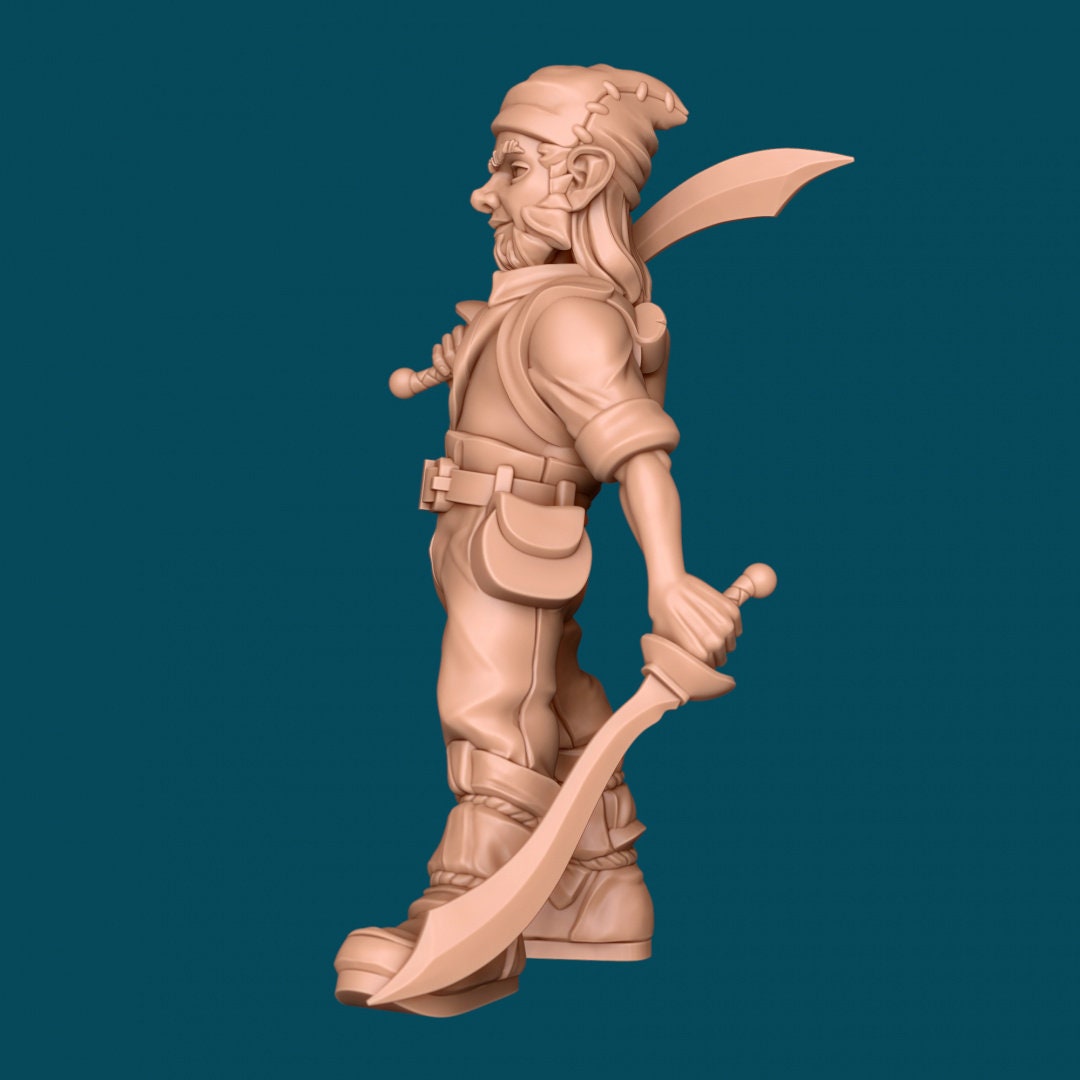 Male Gnome Barbarian for TTRPG - Awkward Penguin Miniatures - D&D - TTRPG - 32mm Miniature - Pathfinder - Unpainted - 5E
