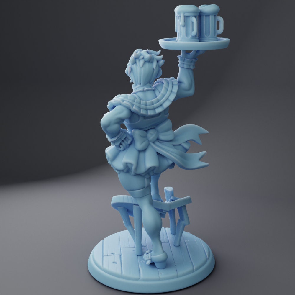 Female Orc Barmaid - Twin Goddess Miniatures - D&D - TTRPG - 32mm Miniature - Pathfinder - Unpainted