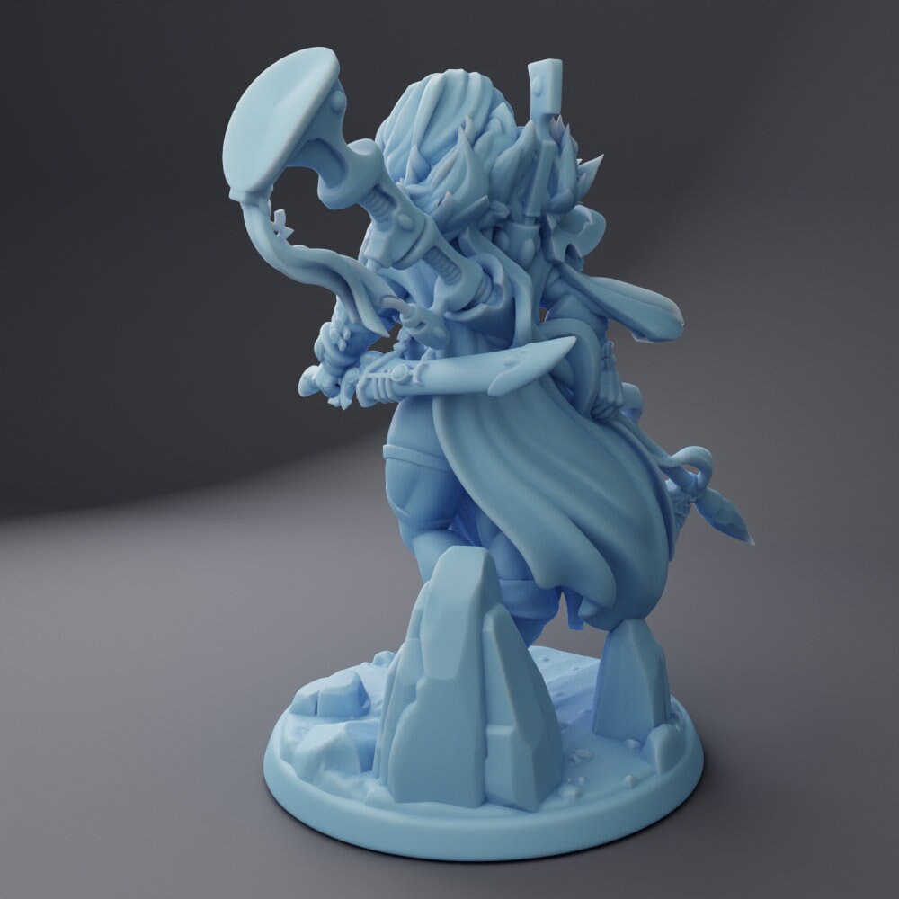 Human Female Warrior - Twin Goddess Miniatures - D&D - TTRPG - 32mm Miniature - Pathfinder - Unpainted