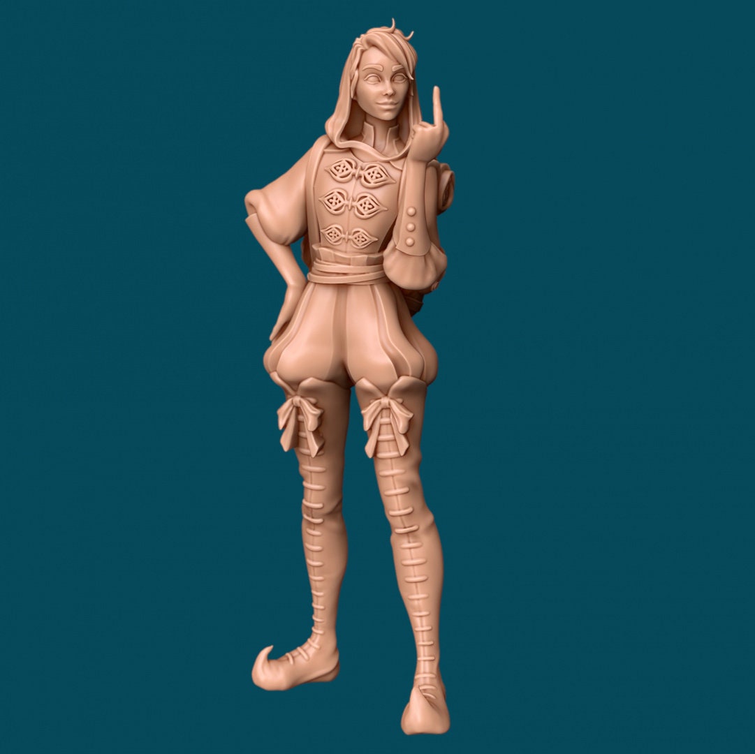 Elven Female Rogue for TTRPG - Awkward Penguin Miniatures - D&D - TTRPG - 32mm Miniature - Pathfinder - Unpainted - 5E