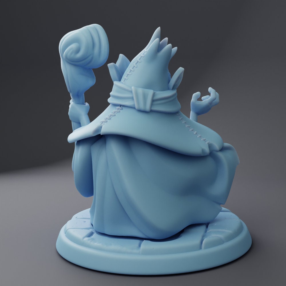 Male Gnome Wizard (of the Forbidden Spells) - Twin Goddess Miniatures - D&D - TTRPG - 32mm Miniature - Pathfinder - Unpainted