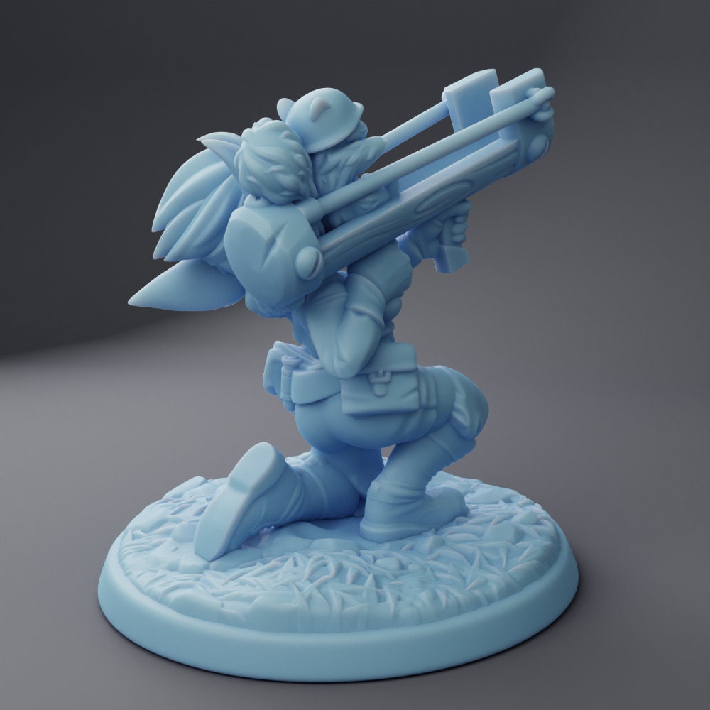Female Goblin Squirrel Launcher - Twin Goddess Miniatures - D&D - TTRPG - 32mm/75mm Miniature - Pathfinder - Unpainted -