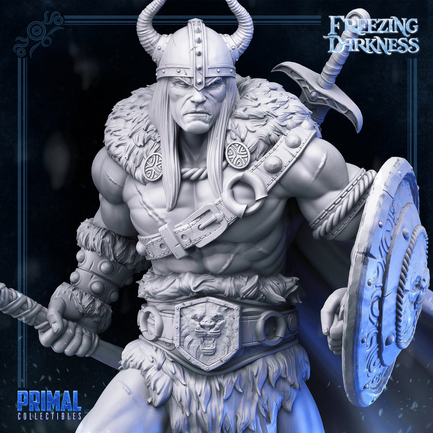 Human Male Barbarian Miniature for D&D - TTRPG - 32mm Miniature - Kreyvos the Barbarian - Pathfinder - Unpainted - Primal Collectibles