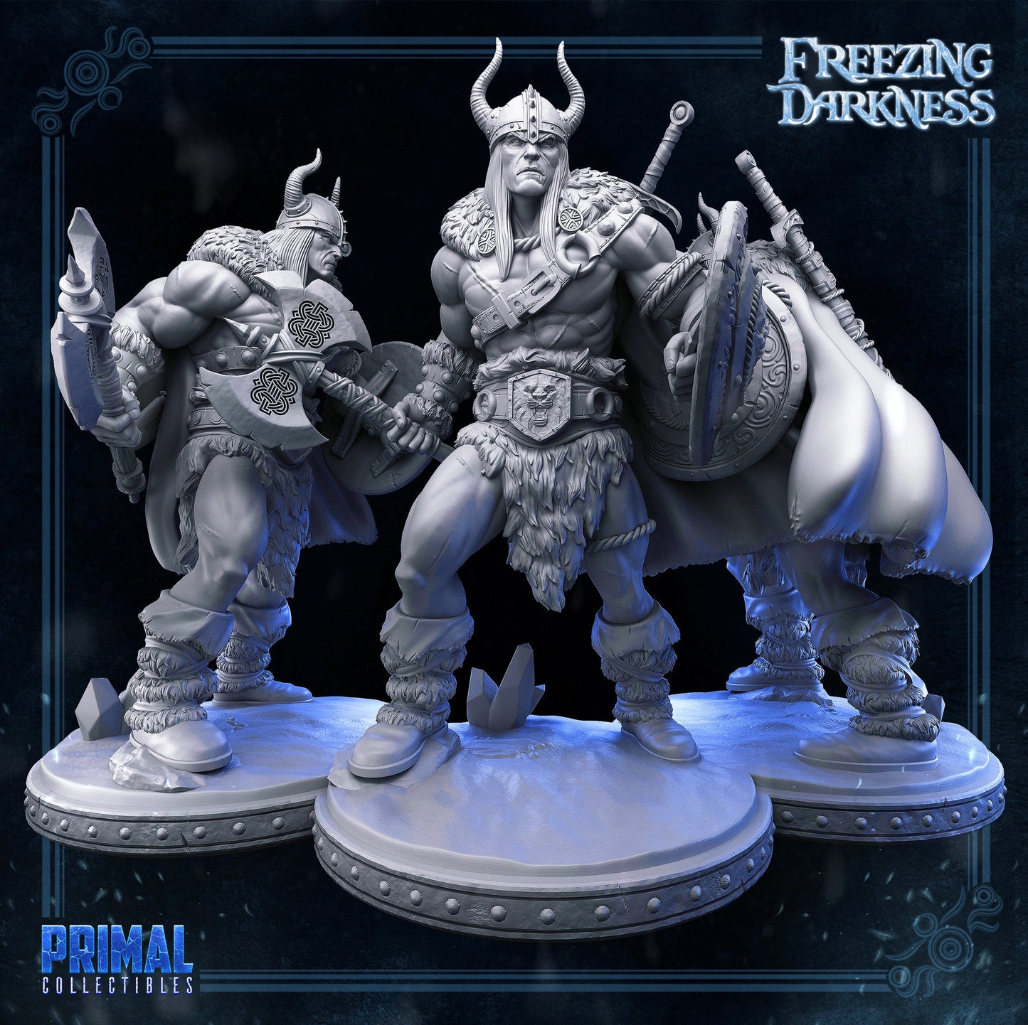 Human Male Barbarian Miniature for D&D - TTRPG - 32mm Miniature - Kreyvos the Barbarian - Pathfinder - Unpainted - Primal Collectibles