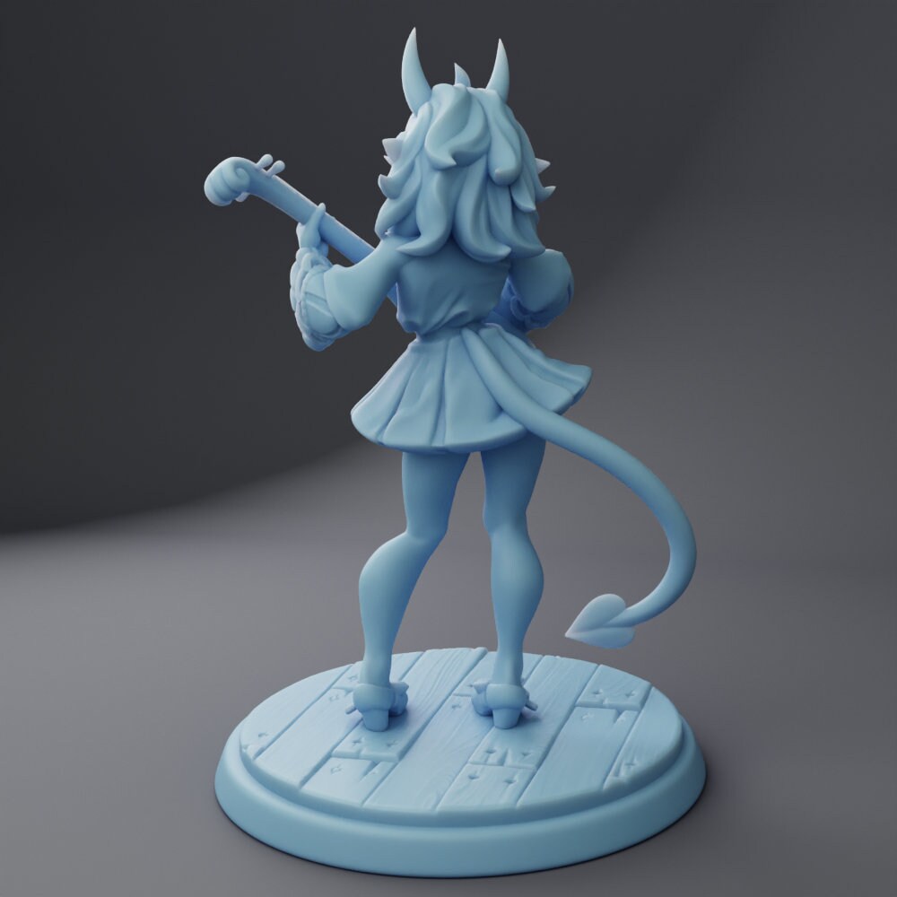 Female Tiefling Bard - Twin Goddess Miniatures - D&D - TTRPG - 32mm Miniature - Pathfinder - Unpainted
