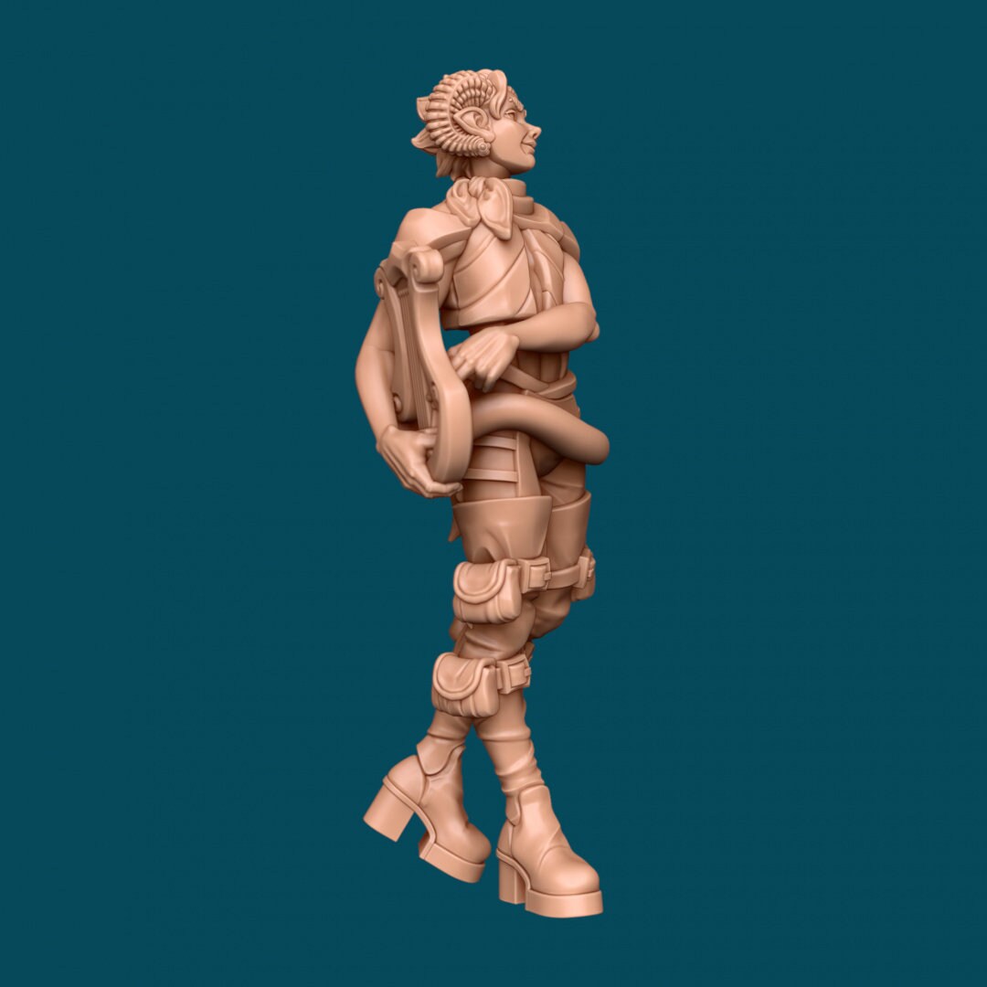 Tiefling Bard for TTRPG - Awkward Penguin Miniatures - D&D - TTRPG - 32mm Miniature - Pathfinder - Unpainted - 5E