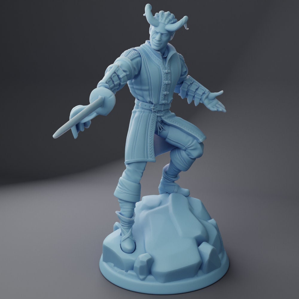 Male Tiefling Warlock - Twin Goddess Miniatures - D&D - Will - TTRPG - 32mm Miniature - Pathfinder - Unpainted