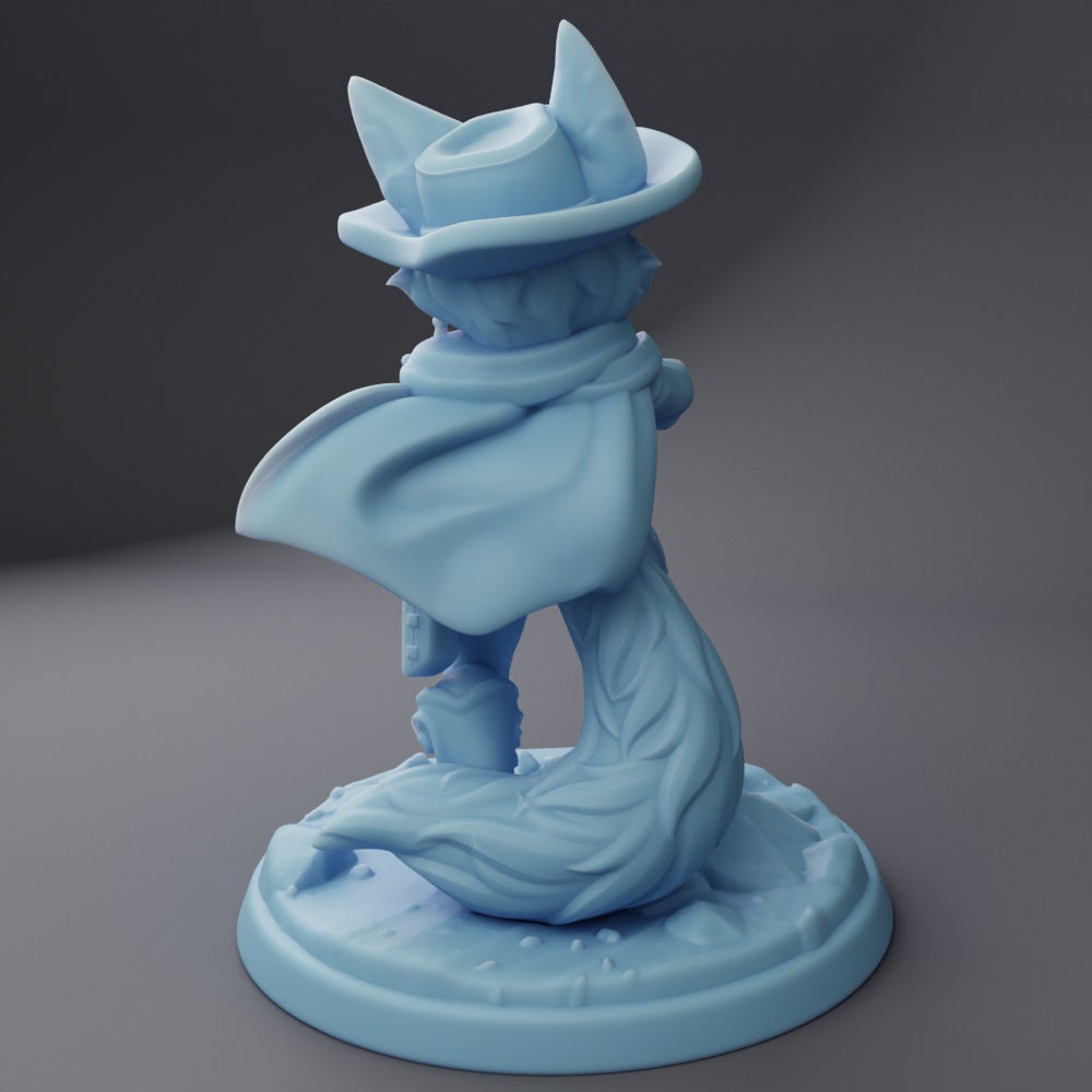 Western Foxfolk Sheriff - Male Foxfolk - Twin Goddess Miniatures - D&D - TTRPG - 32mm/75mm Miniature - Pathfinder - Unpainted -
