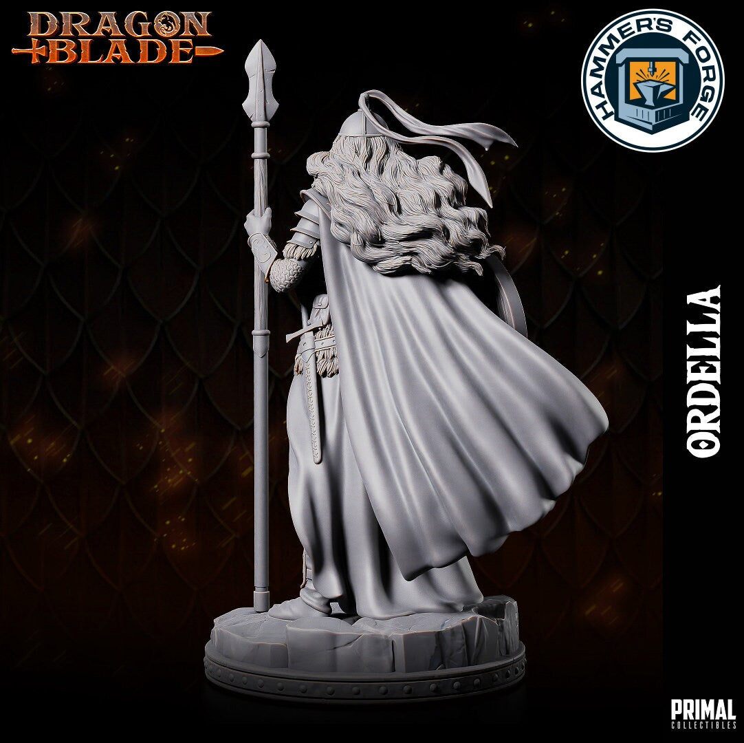 Elven Female Warrior Miniature for D&D - TTRPG - 32mm Miniature - Ordella - Pathfinder - Unpainted - Primal Collectibles - Dragon Blade