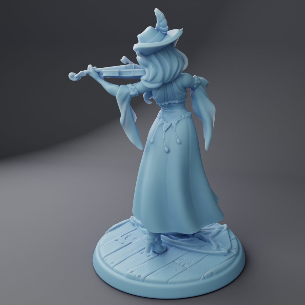 Elven Female Bard - Twin Goddess Miniatures - D&D - Silv - TTRPG - 32mm Miniature - Pathfinder - Unpainted