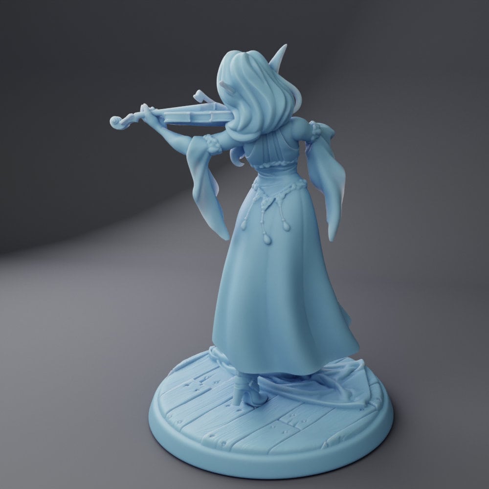 Elven Female Bard - Twin Goddess Miniatures - D&D - Silv - TTRPG - 32mm Miniature - Pathfinder - Unpainted