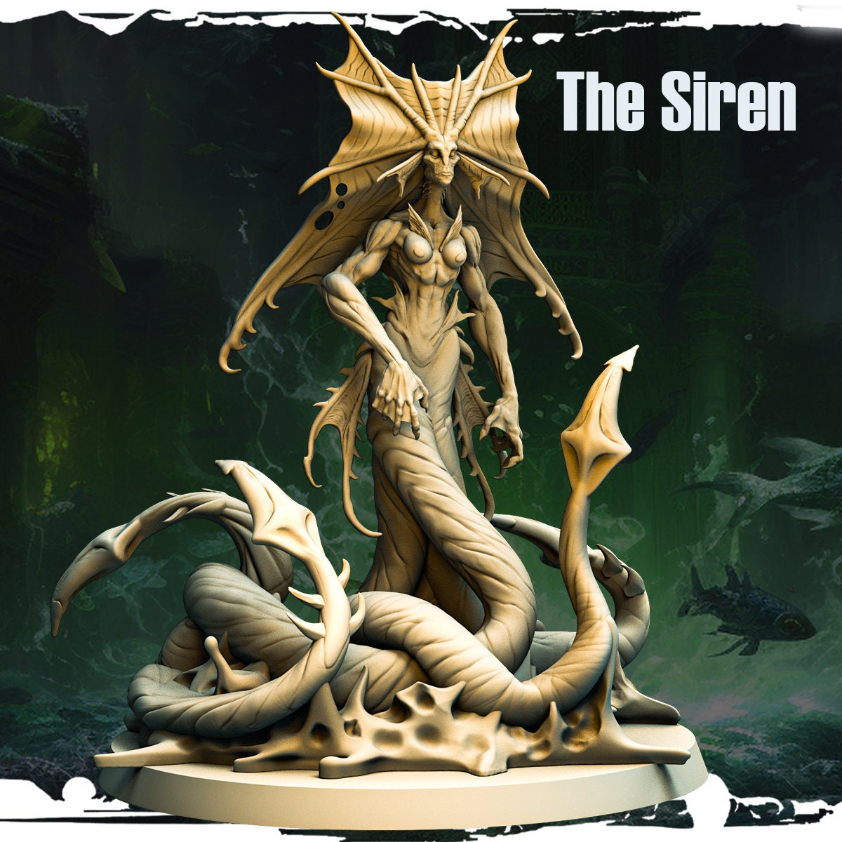 The Siren Miniature - Cursed Mermaid - 32mm Scale - Terror on Cursed Water - Monolith Arts - Pathfinder - 5E