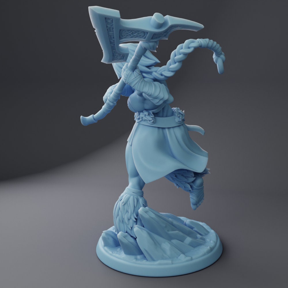Human Female Barbarian - Twin Goddess Miniatures - D&D - TTRPG - 32mm Miniature - Pathfinder - Unpainted