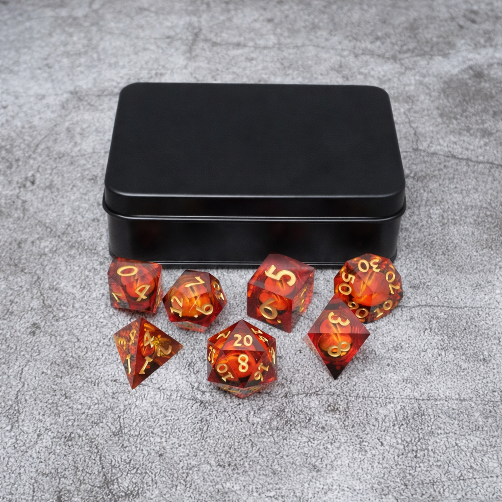 Sauron's Eye | 7 Piece Moving Eye DnD Dice Set | Acrylic RPG Gaming Dice