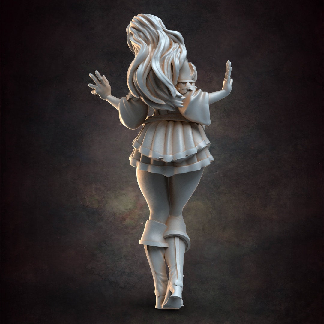 Surprised Barmaid - D&D - Busty - Pinup - TTRPG - 32mm Miniature - Pathfinder - Unpainted - Red Clay Collectibles - The Good Ol' Tavern
