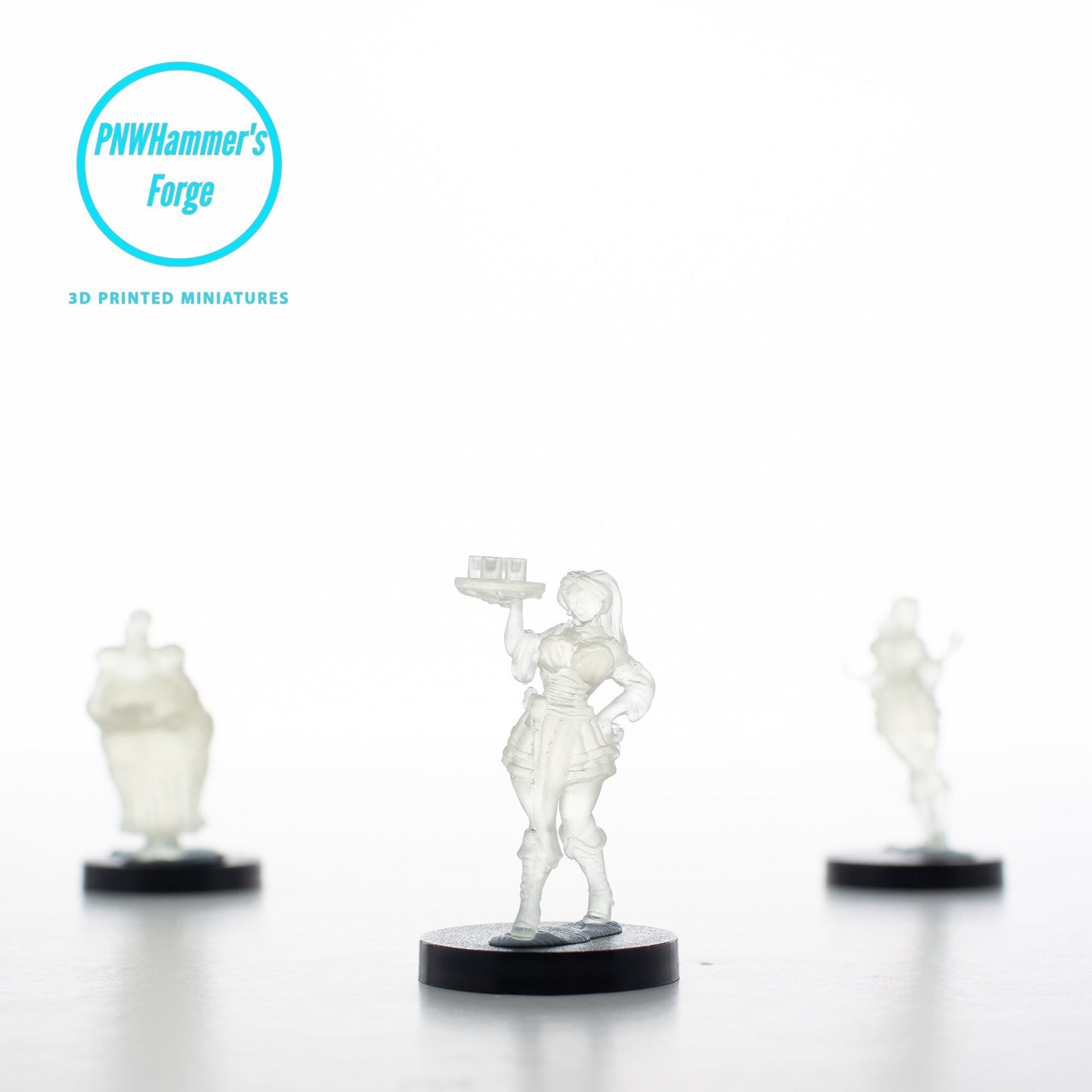 Sexy Barmaid - Tavern - D&D - Busty - Pinup - TTRPG - 32mm Miniature - Pathfinder - Unpainted - Red Clay Collectibles - The Good Ol' Tavern