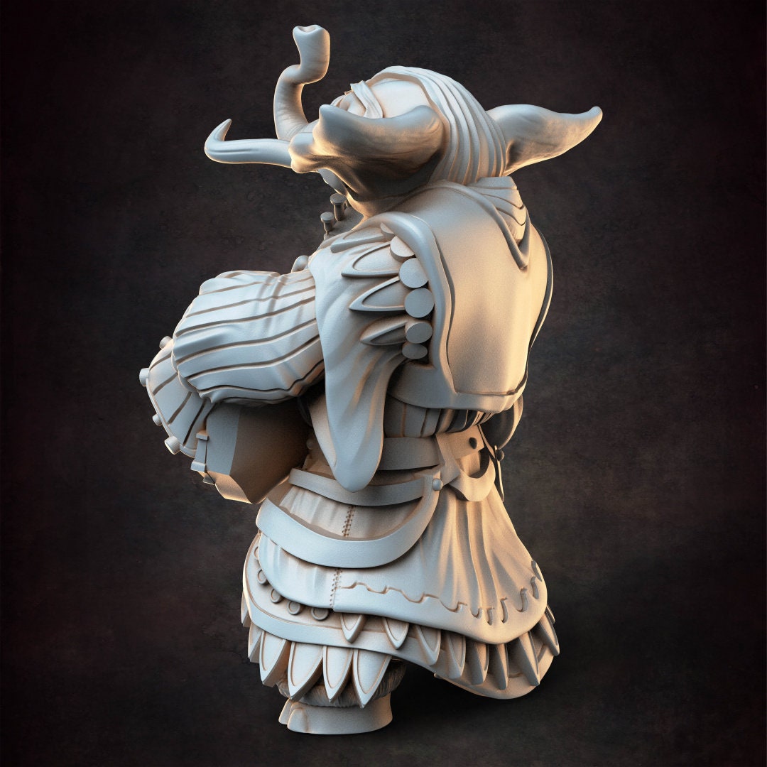 Loxodon Bard - D&D - Elephant - Lute - TTRPG - 32mm Miniature - Pathfinder - Unpainted - Red Clay Collectibles - The Good Ol' Tavern