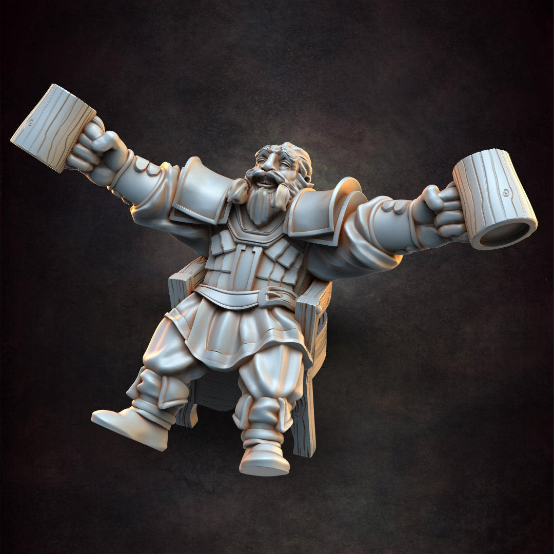 Drunk Dwarves - Dwarf - NPC - TTRPG - 32mm Miniature - D&D - Pathfinder - Unpainted - Red Clay Collectibles - The Good Ol' Tavern