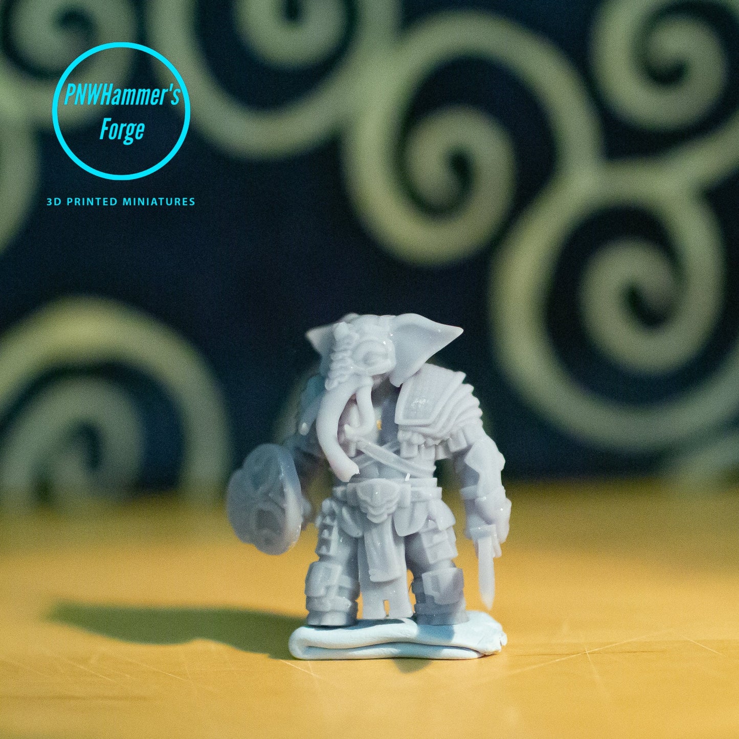 Loxodon Fighter - D&D - Elephant - Sword and Shield- TTRPG - 32mm Miniature - Pathfinder - Unpainted - Red Clay Collectibles