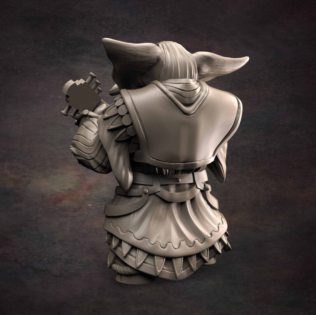Loxodon Bard 2 - D&D - Elephant - Bard - TTRPG - 32mm Miniature - Pathfinder - Unpainted - Red Clay Collectibles