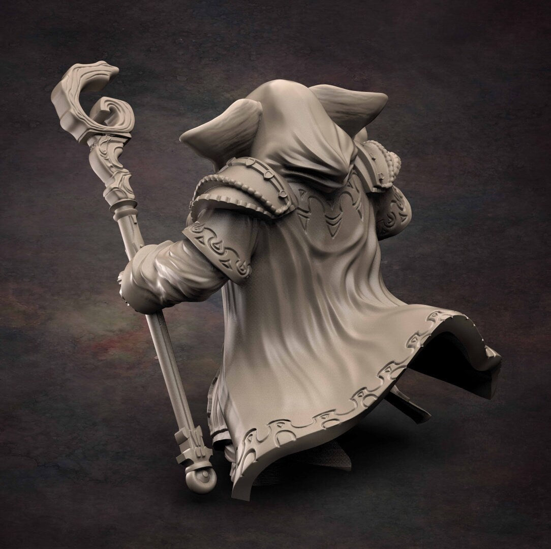 Loxodon Wizard - D&D - Elephant - Sorcerer - TTRPG - 32mm Miniature - Pathfinder - Unpainted - Red Clay Collectibles
