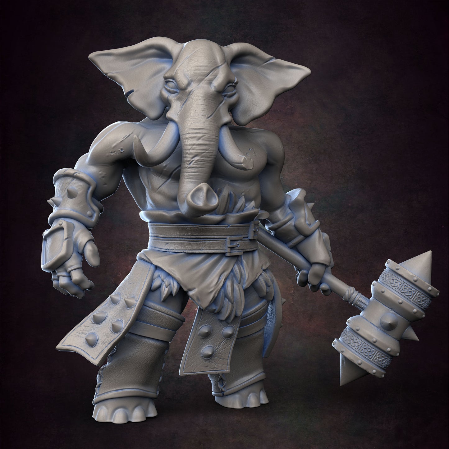 Loxodon Barbarian Pose 1 - D&D - Elephant - Warrior - TTRPG - 32mm Miniature - Pathfinder - Unpainted - Red Clay Collectibles