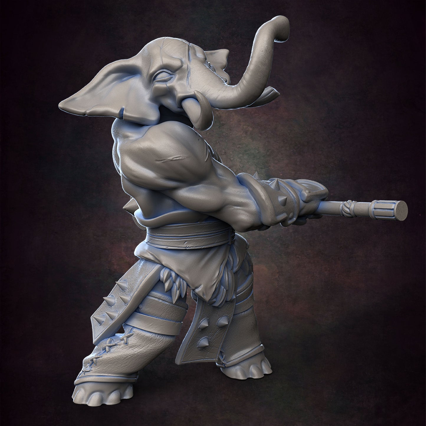 Loxodon Barbarian Pose 2 - D&D - Elephant - Warrior - TTRPG - 32mm Miniature - Pathfinder - Unpainted - Red Clay Collectibles