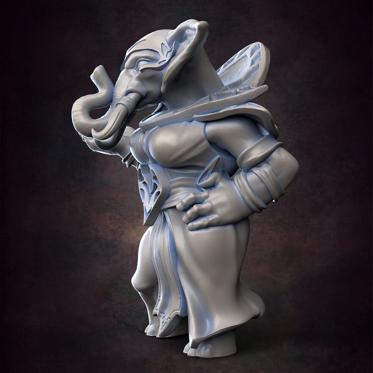 Loxodon Warlock Pose 2 - D&D - Female Elephant - Eldritch Blast - TTRPG - 32mm Miniature - Pathfinder - Unpainted - Red Clay Collectibles