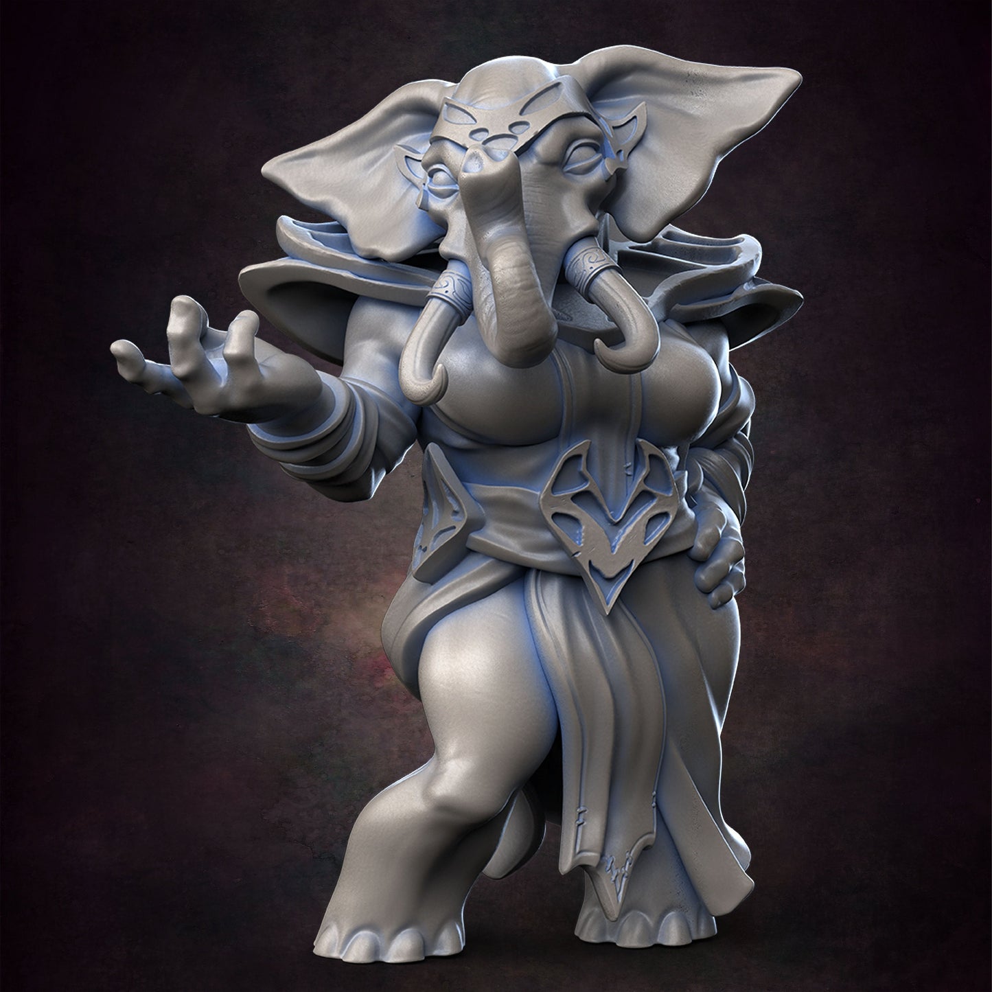 Loxodon Warlock Pose 2 - D&D - Female Elephant - Eldritch Blast - TTRPG - 32mm Miniature - Pathfinder - Unpainted - Red Clay Collectibles