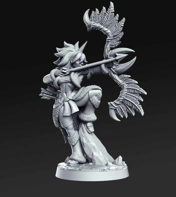 Kira - Human Female Ranger - Bow - Ranged Fighter- D&D - TTRPG - 32mm Miniature - Pathfinder - Unpainted
