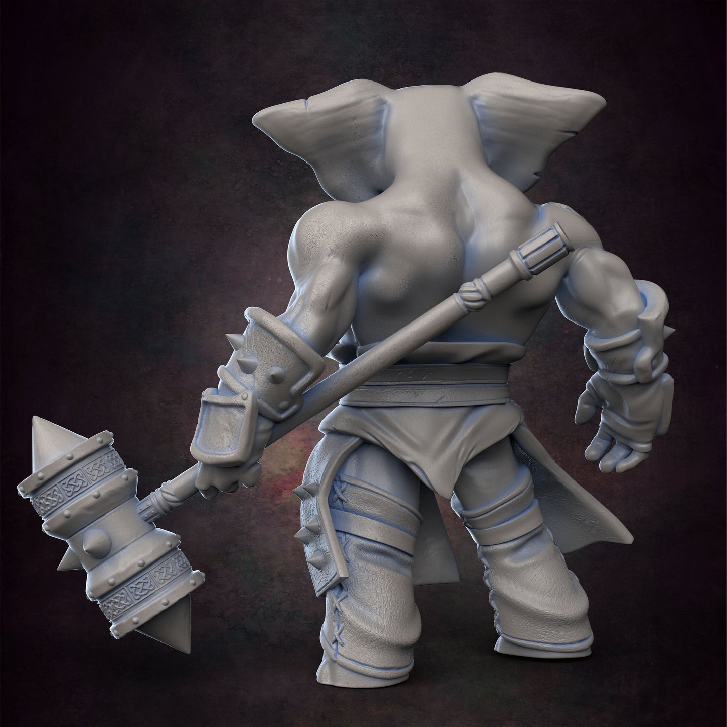 Loxodon Barbarian Pose 1 - D&D - Elephant - Warrior - TTRPG - 32mm Miniature - Pathfinder - Unpainted - Red Clay Collectibles